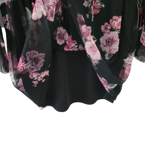 No Boundaries Mesh Floral Blouse Juniors Size M (7-9) Black Pink Whimsigoth NWT - Picture 8 of 11
